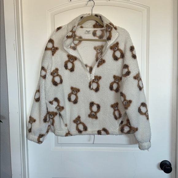 Women's White Teddy Bear Fleece Jacket - Picture 3 of 4
